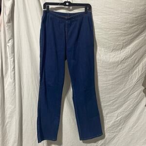 Kayo large elastic waste pull on style blue straight leg jean cotton spandex euc